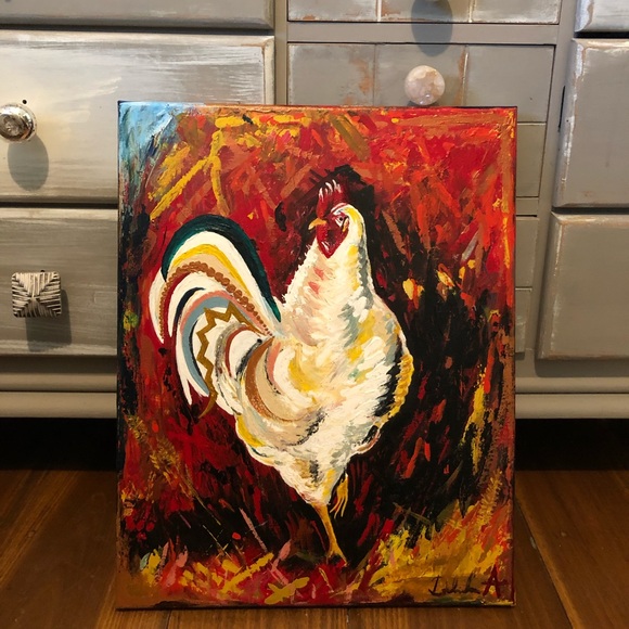original Other - Really cool Rooster painting! Real paint/Not print